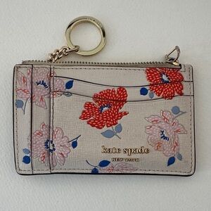 Kate Spade Morgan Dotty Floral Embossed Card Case with Key Ring